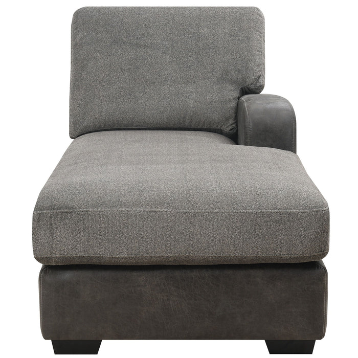 Berlin - Double Chaise Sectional - Gray Herringbone & Sanded Microfiber