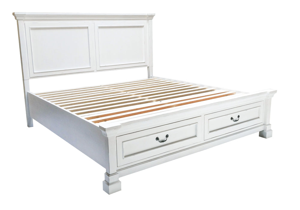 Stoney Creek - King Storage Bed - Weathered White