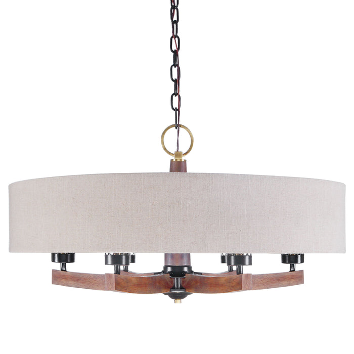 Woodall - 6 Light Drum Chandelier - Light Brown