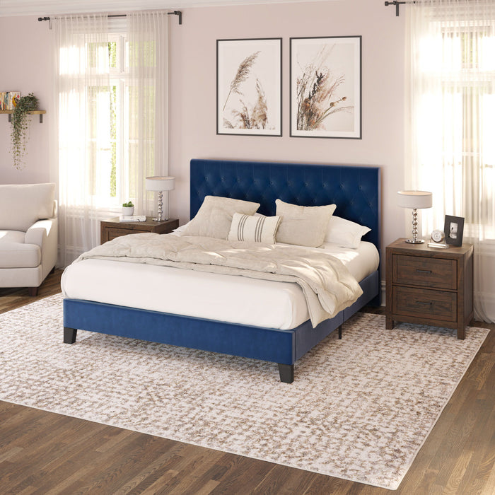 Amelia - Full Upholstered Bed - Navy