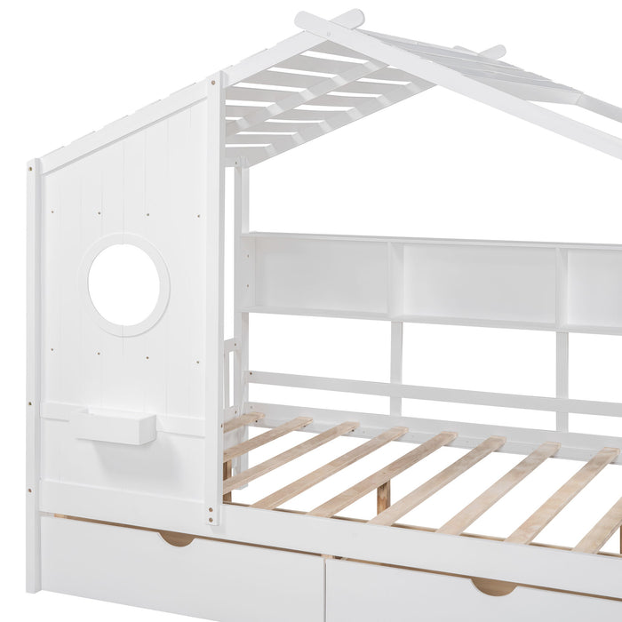 Modern Design House Bed With Storage Shelf