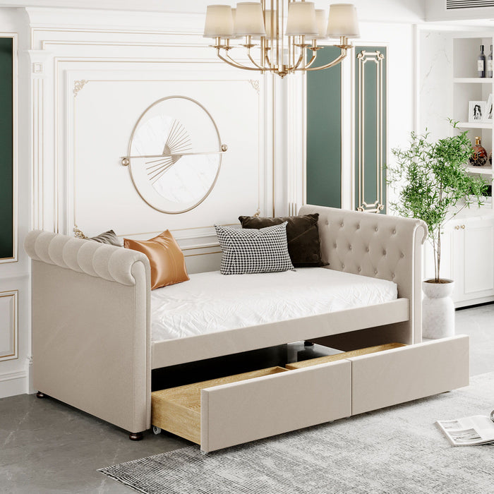 Upholstered Daybed, Wood Slat Support