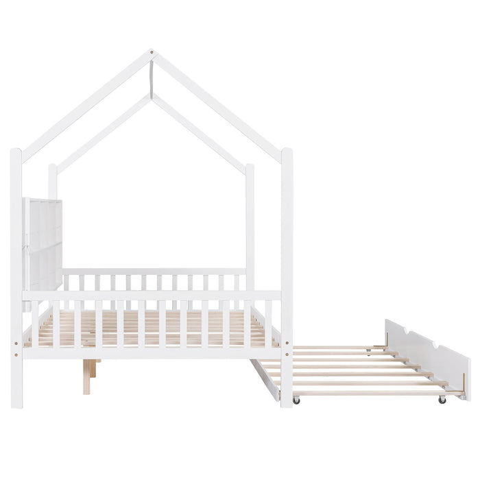 House Bed With Trundle, Kids Bed With Shelf