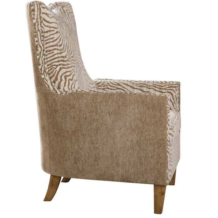 Kiango - Animal Pattern Armchair - Light Brown