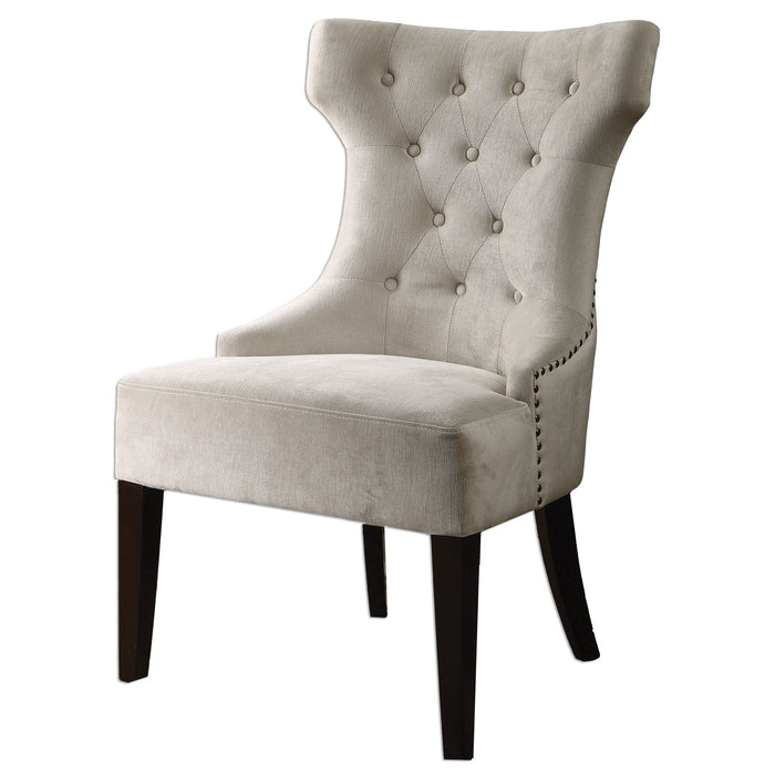 Arlette - Tufted Wing Chair - White