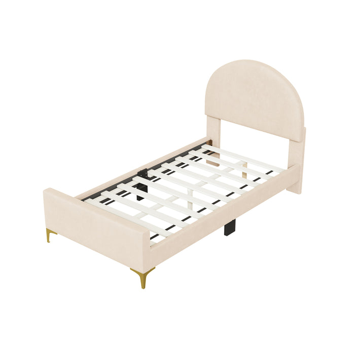 Upholstered Platform Bed With Classic Semi-Circle Shaped Headboard