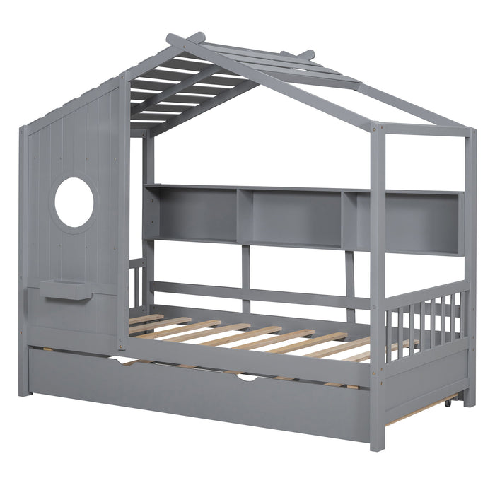 Modern Design House Bed With Storage Shelf