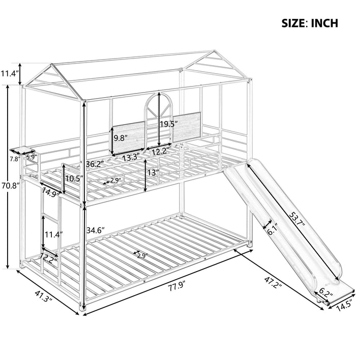 Metal Bunk Bed, Metal Housebed With Slide