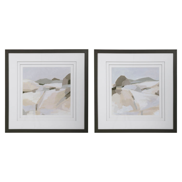 Western Landscape - Modern Prints (Set of 2) - Pearl Silver