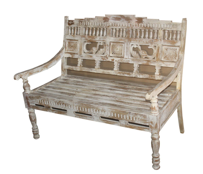 Carved Bench - Light Brown