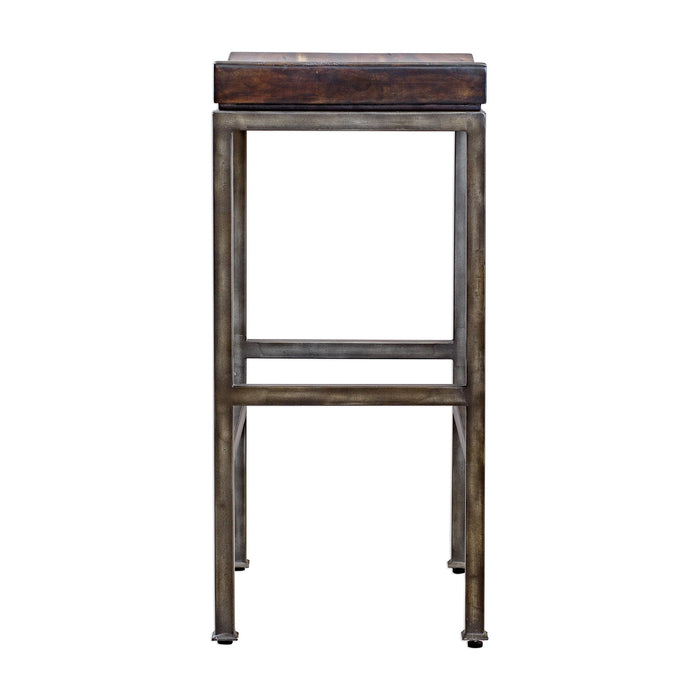 Beck - Industrial Bar Stool - Dark Brown & Black