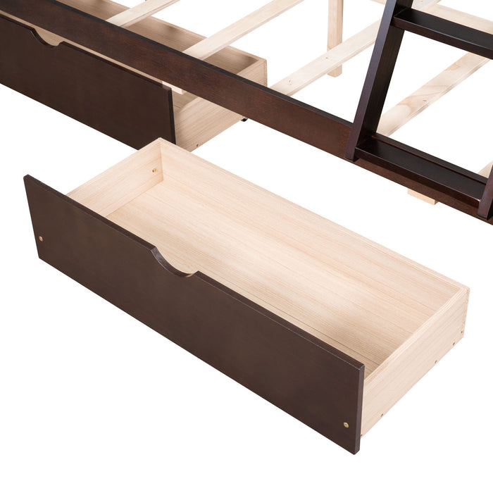 Bunk Bed With Ladders And 2 Storage Drawers