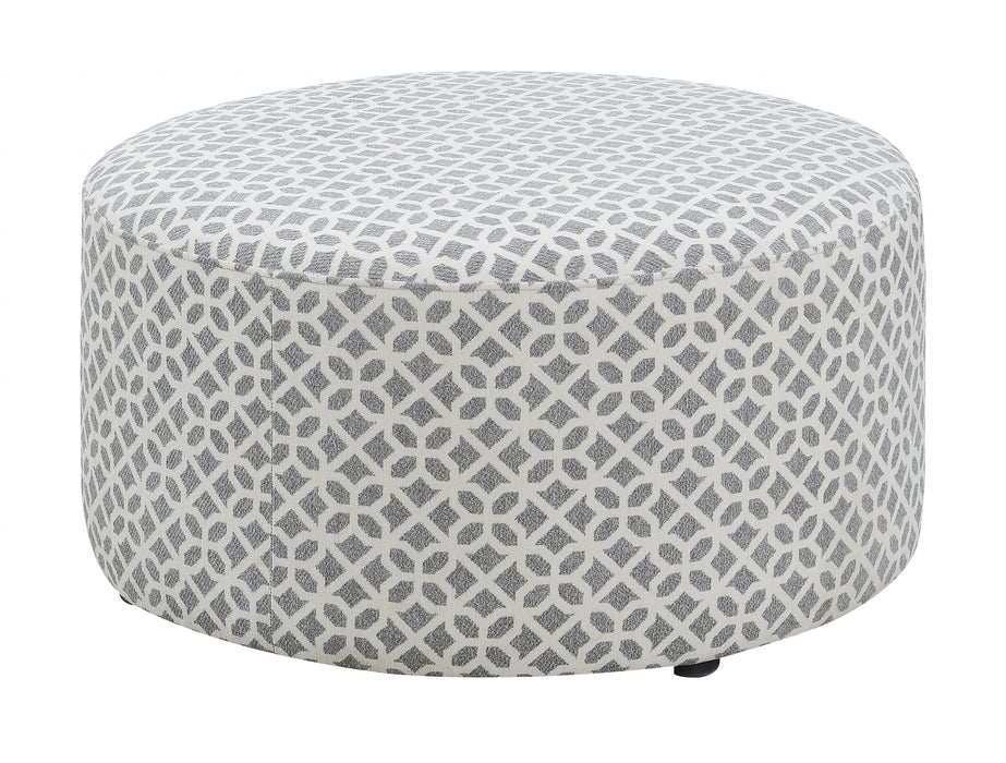 Walker - Round Ottoman - Gray Lattice