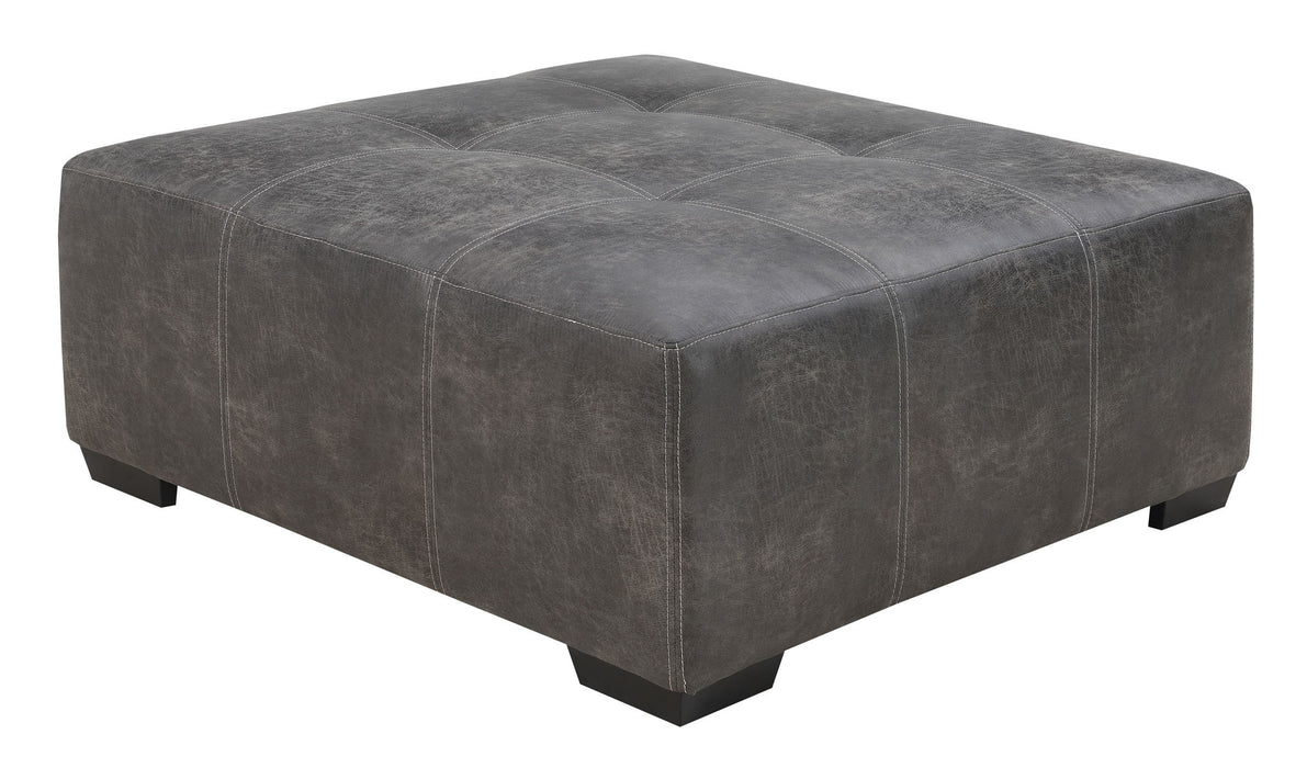 Berlin - Large Ottoman - Gray Herringbone & Sanded Microfiber