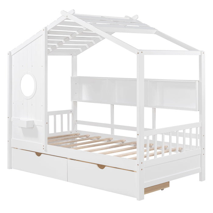 Modern Design House Bed With Storage Shelf