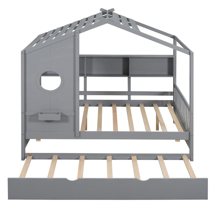 Modern Design House Bed With Storage Shelf