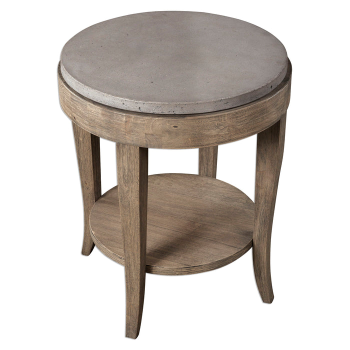 Deka - Round Side Table - Gray & Light Brown