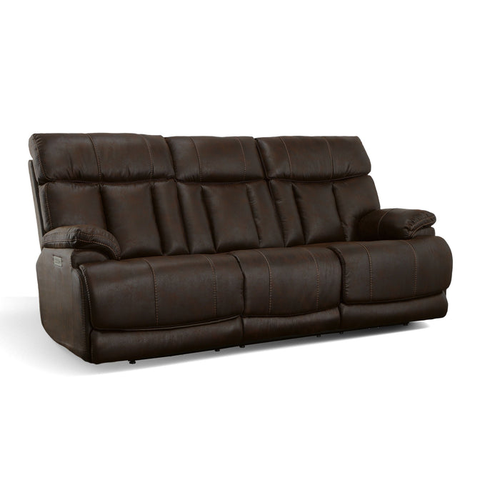 Clive - Power Reclining Sofa with Power Headrests & Lumbar - Dark Brown