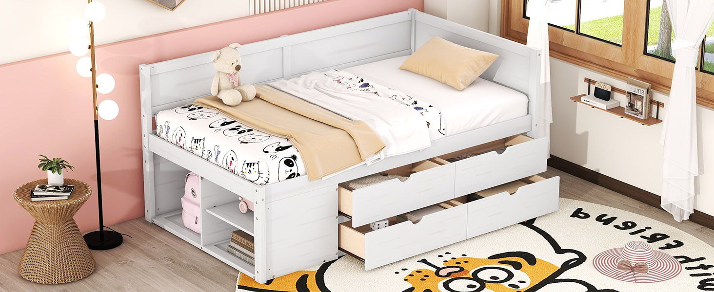 Daybed With Drawers And Shelves