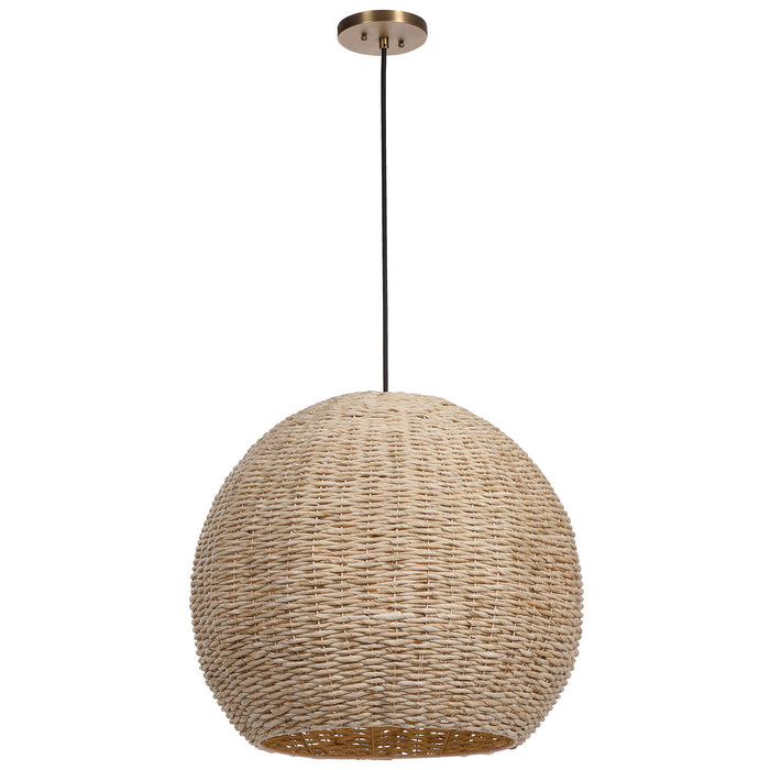 Seagrass - 1 Light Dome Pendant - Light Brown