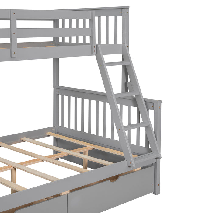 Bunk Bed With Ladders And 2 Storage Drawers