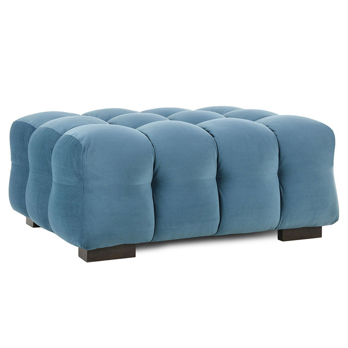 Petra - Velvet Rectangular Ottoman - Blue