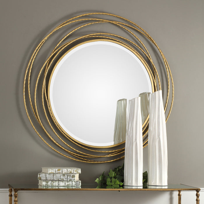 Whirlwind - Round Mirror - Gold