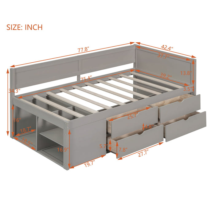 Daybed With Drawers And Shelves