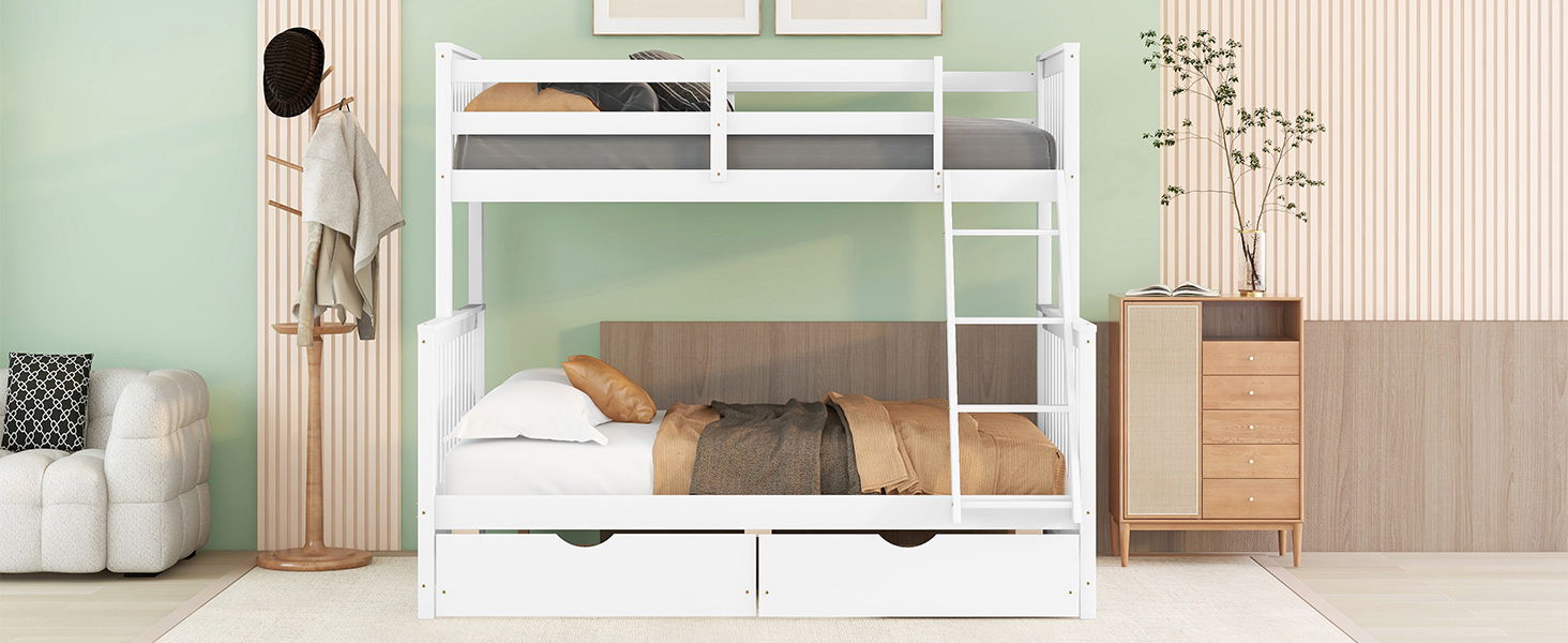 Bunk Bed With Ladders And 2 Storage Drawers