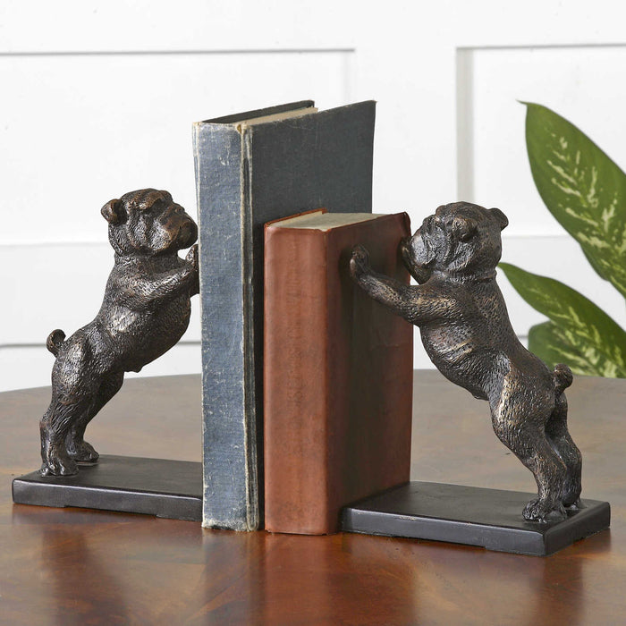 Bulldogs - Cast Iron Bookends (Set of 2) - Black