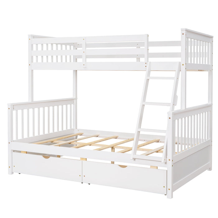 Bunk Bed With Ladders And 2 Storage Drawers