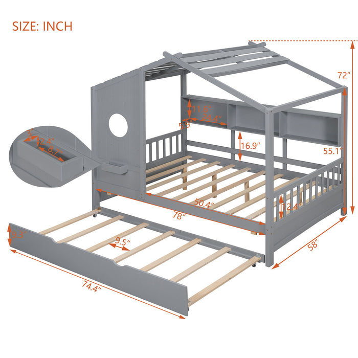Modern Design House Bed With Storage Shelf