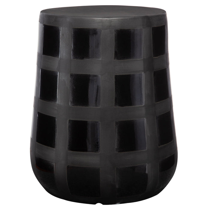 Patchwork Gridded - Garden Stool - Black