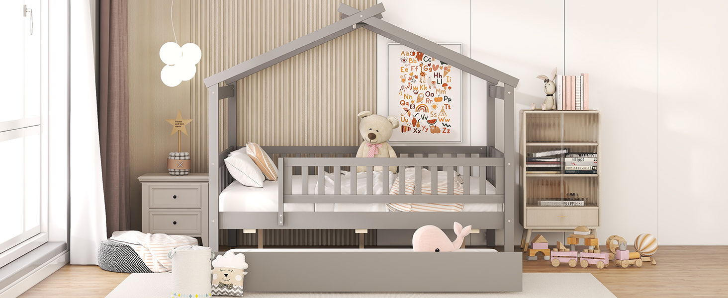 Creativity House Bed With Twin Size Trundle