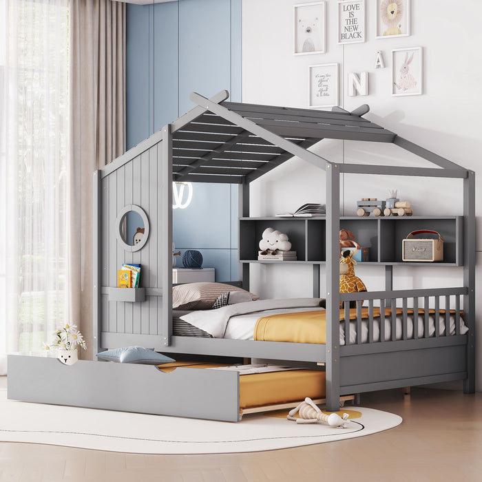 Modern Design House Bed With Storage Shelf