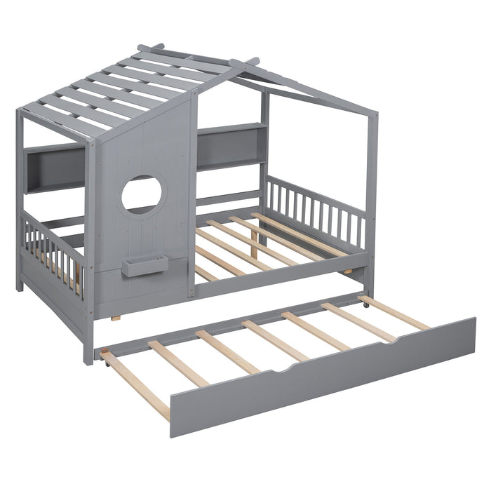Modern Design House Bed With Storage Shelf