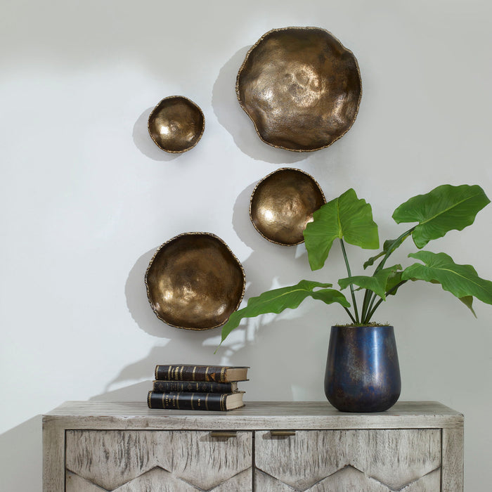 Lucky - Coins Wall Bowls (Set of 4) - Brass