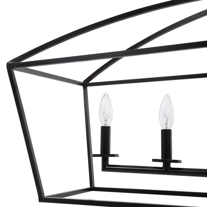 Clayton - 6 Light Linear Chandelier - Black