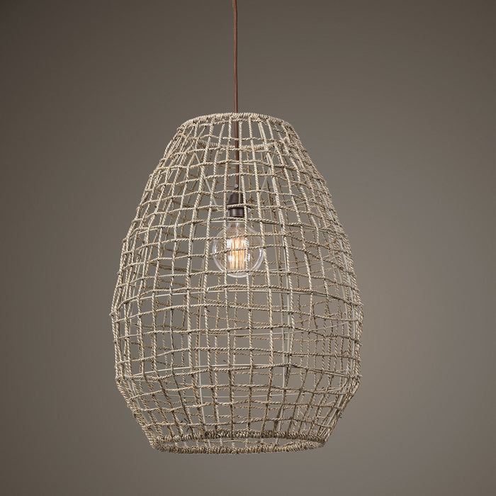 Cross - Weave 1 Light Pendant - Beige