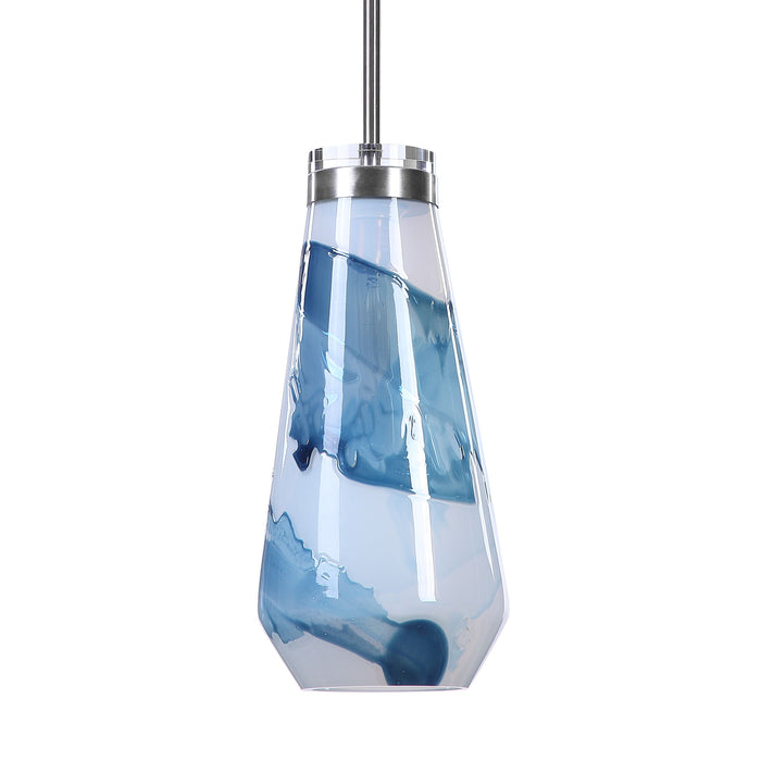 Windswept - 1 Light Mini Pendant - Blue & White