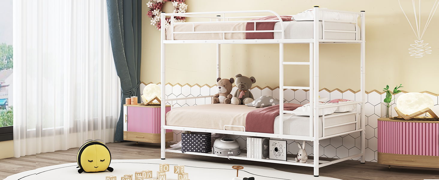 Metal Bunk Bed & Shelf And Guardrails