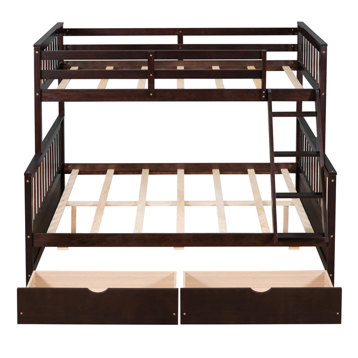 Bunk Bed With Ladders And 2 Storage Drawers