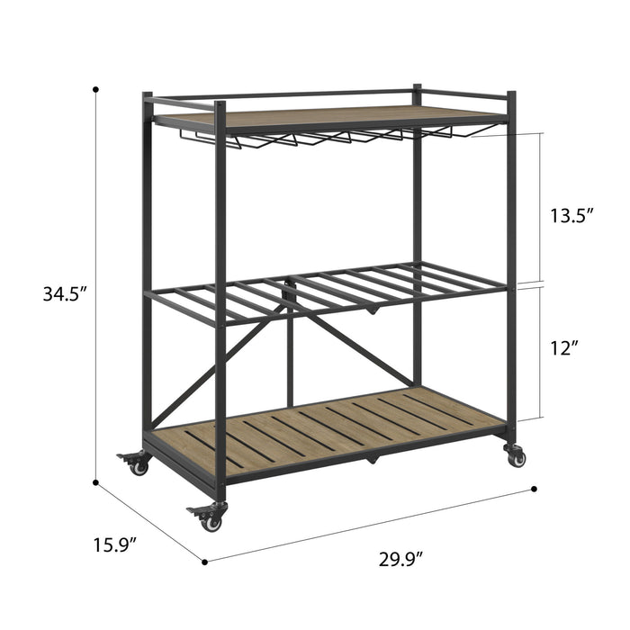 Martin - Folding Bar Cart - Taupe