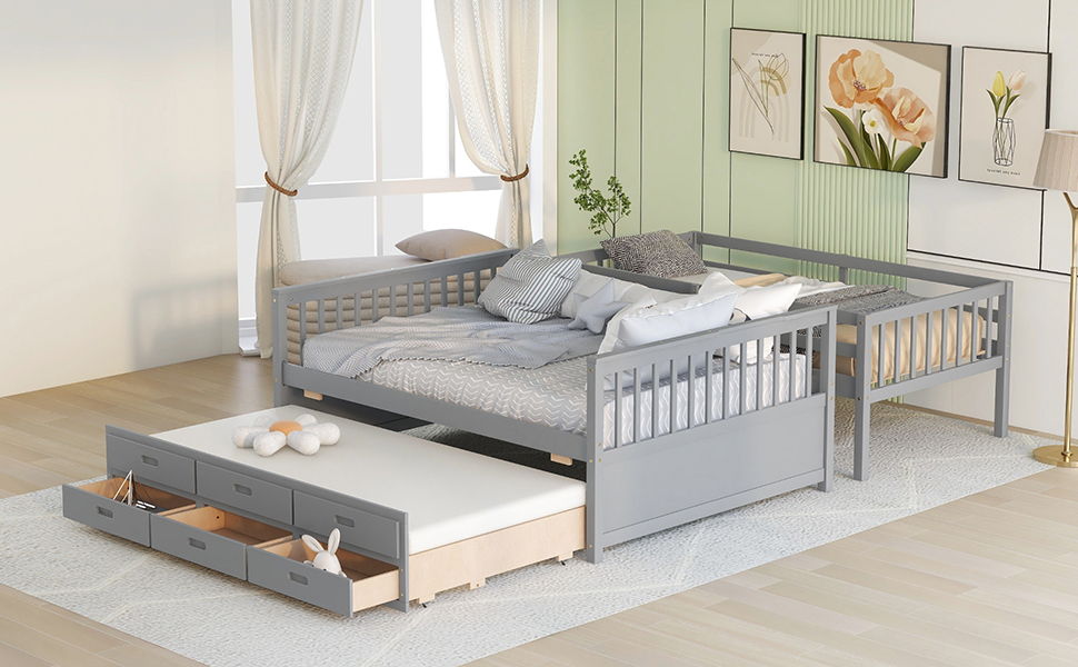 Bunk Bed With Twin Size Trundle And Drawers