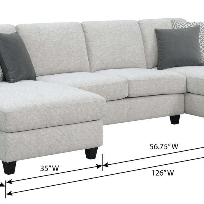 Walker - Chaise Sectional - Pale Gray