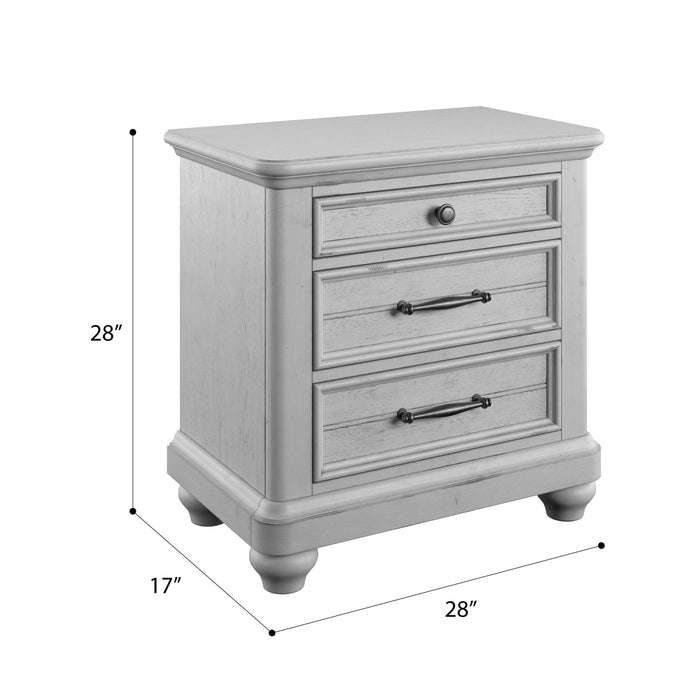 New Haven - Nightstand With USB - Oyster Shell