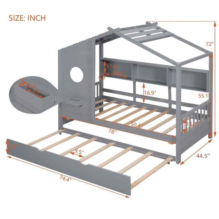 Modern Design House Bed With Storage Shelf