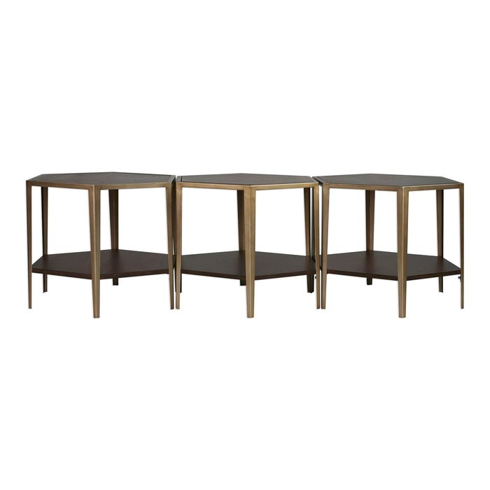 Alicia - Geometric Accent Table - Dark Brown