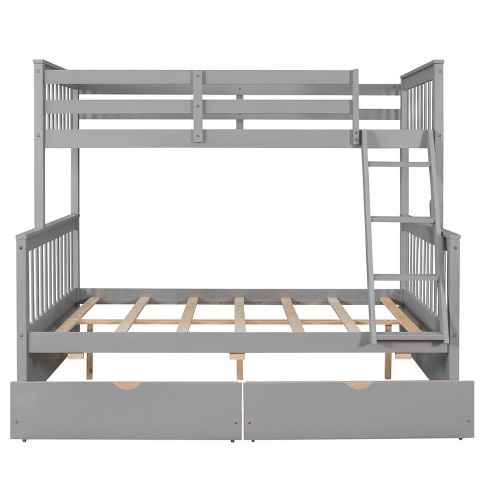 Bunk Bed With Ladders And 2 Storage Drawers