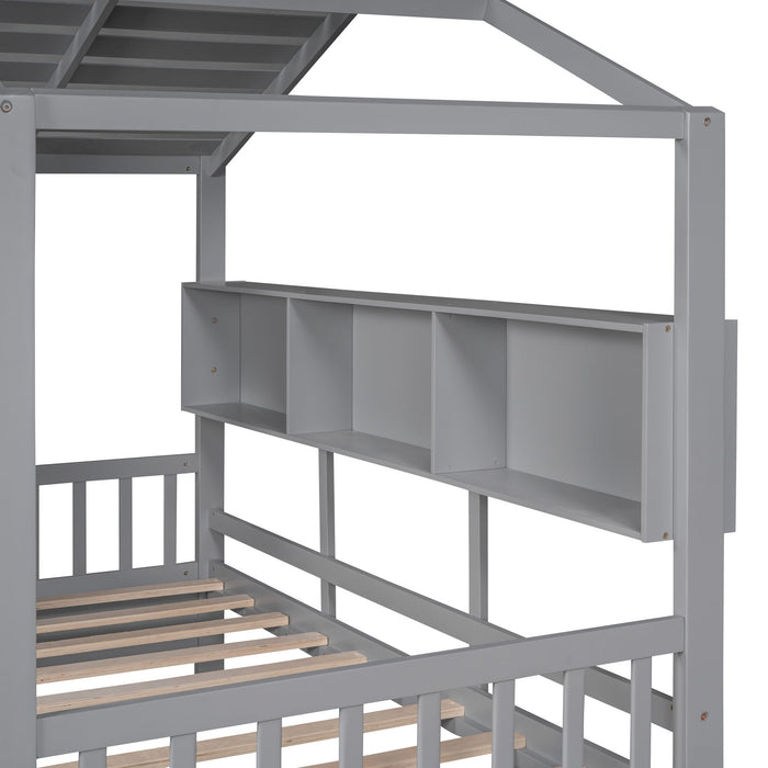 Modern Design House Bed With Storage Shelf